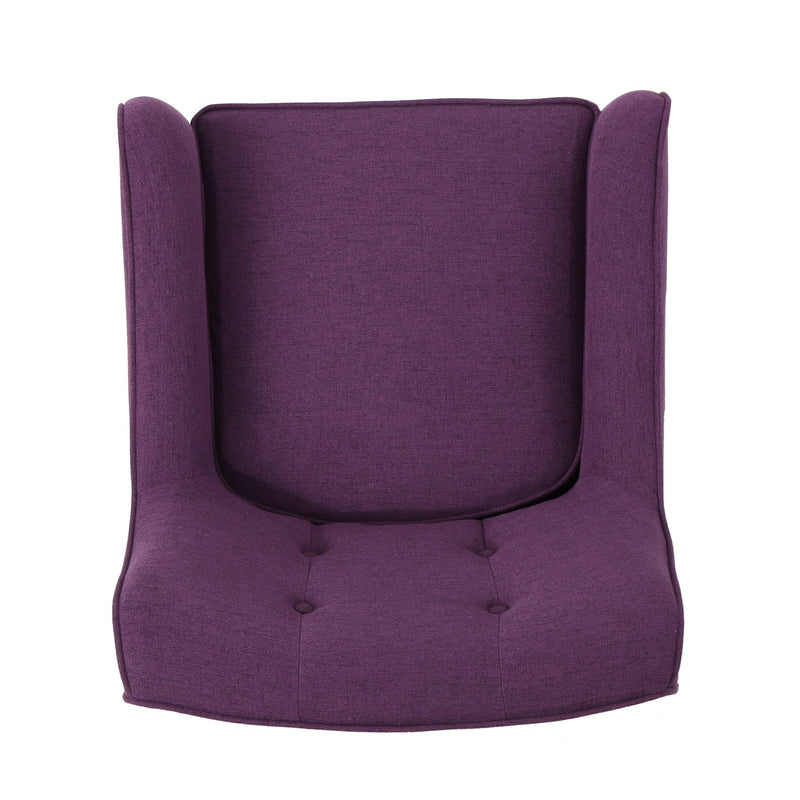 Modern Arm Chair With Tufted Back And Wooden Legs