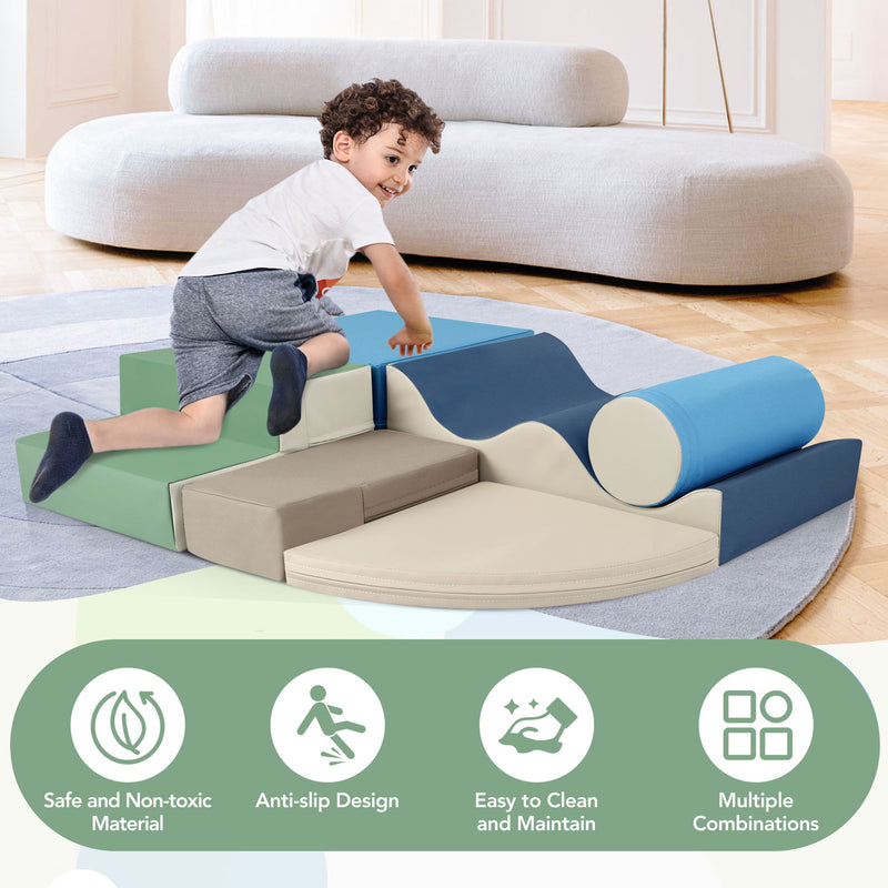 Soft Climb And Crawl Foam Playset 6 In 1, Soft Play Equipment Climb And Crawl Playground For Kids, Kids Crawling And Climbing Indoor Active Play Structure - Colorful