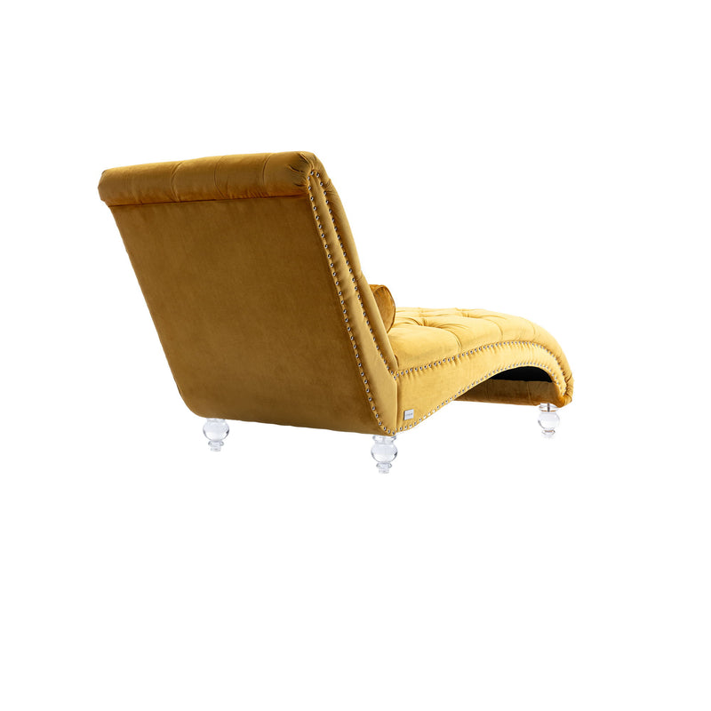 Chaise Lounge Indoor, Button Tufted Upholstered Chaise Lounge Chair With Pillow