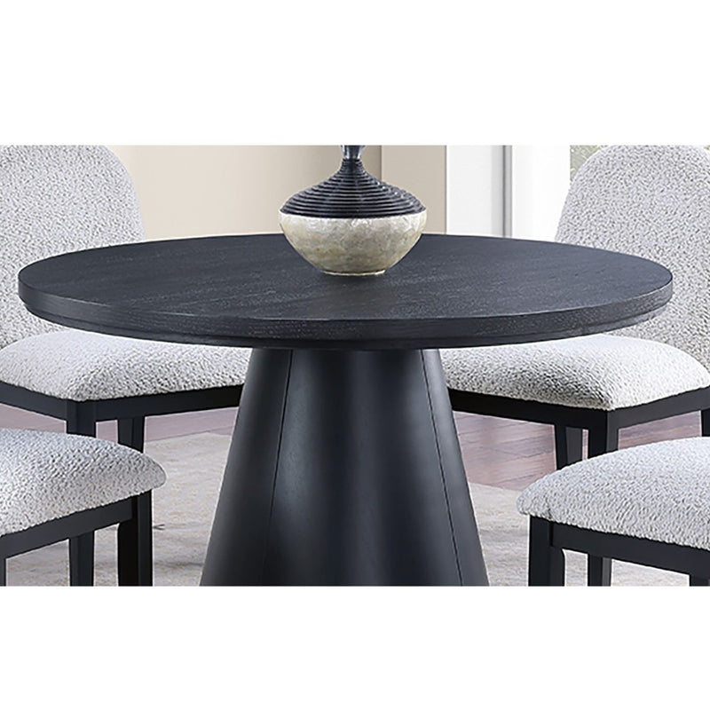 Round Dining Table With Cone Shaped Base - Black