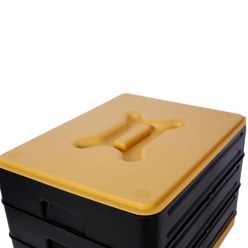 Durable 3 Tray Worm Farm Kit For Efficient Vermicomposting, 65L Capacity - Yellow / Black