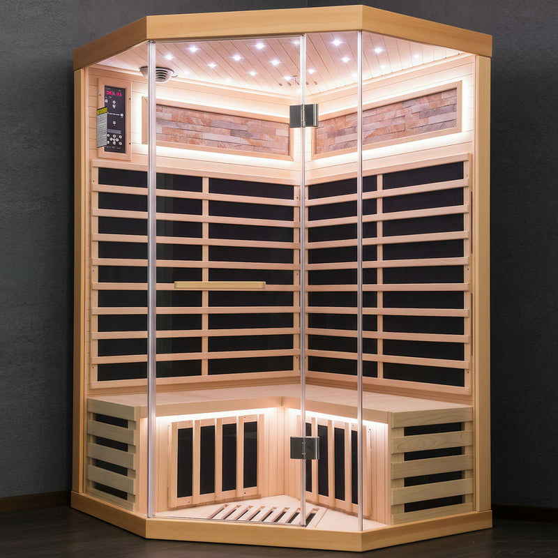 Double Sauna Room With Carbon Heating Plates - White Oak