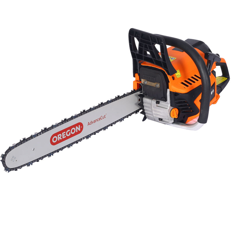 Gasoline Chainsaw 20" 52Cc For Tree And Wood Cutting - Orange