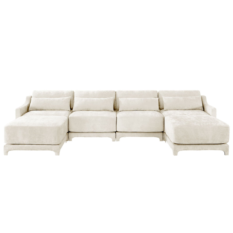 Stylish Sofa With Ottoman And Lumbar Pillows, Ergonomic Design