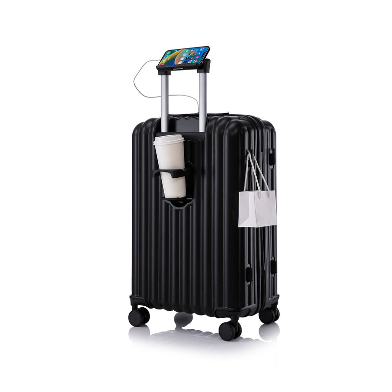 20" / 24" / 28" 3 Pieces / Set Spinner Wheel Luggage, Carry On Suitcase, With Cup Holder & USB Port & Phone Holder