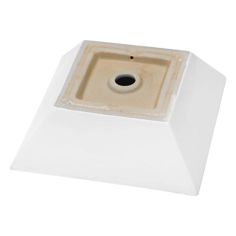 16" 6" Modern European Square Vessel Sink Glossy Porcelain Bathroom Vanity Top Above Counter Ceramic Basin - White