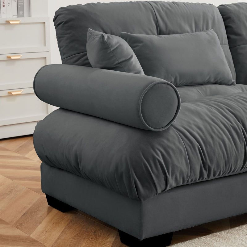 Modern Oversize Sofa With Cloud Like Comfort, Featuring Waist And Throw Pillows