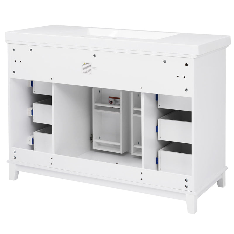 Bathroom Vanity With Sink, 6 Soft Close Drawers & Double Doors - White