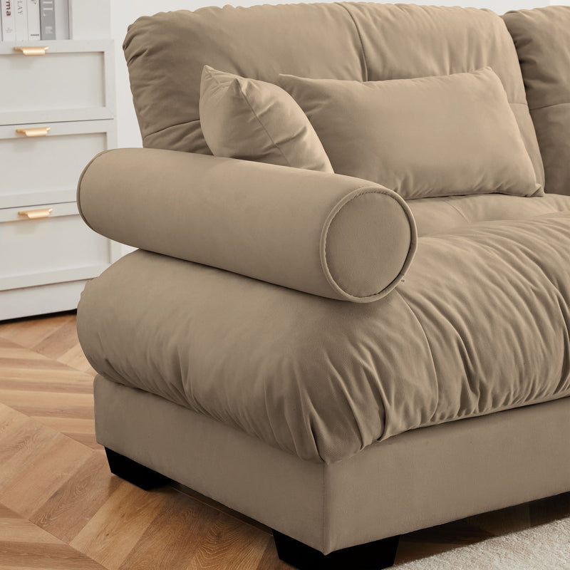 Modern Oversize Sofa With Cloud Like Comfort, Featuring Waist And Throw Pillows