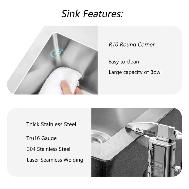 Stainless Steel Drop In Kitchen Sink 15" Topmount 16 Gauge - Brushed Nickel