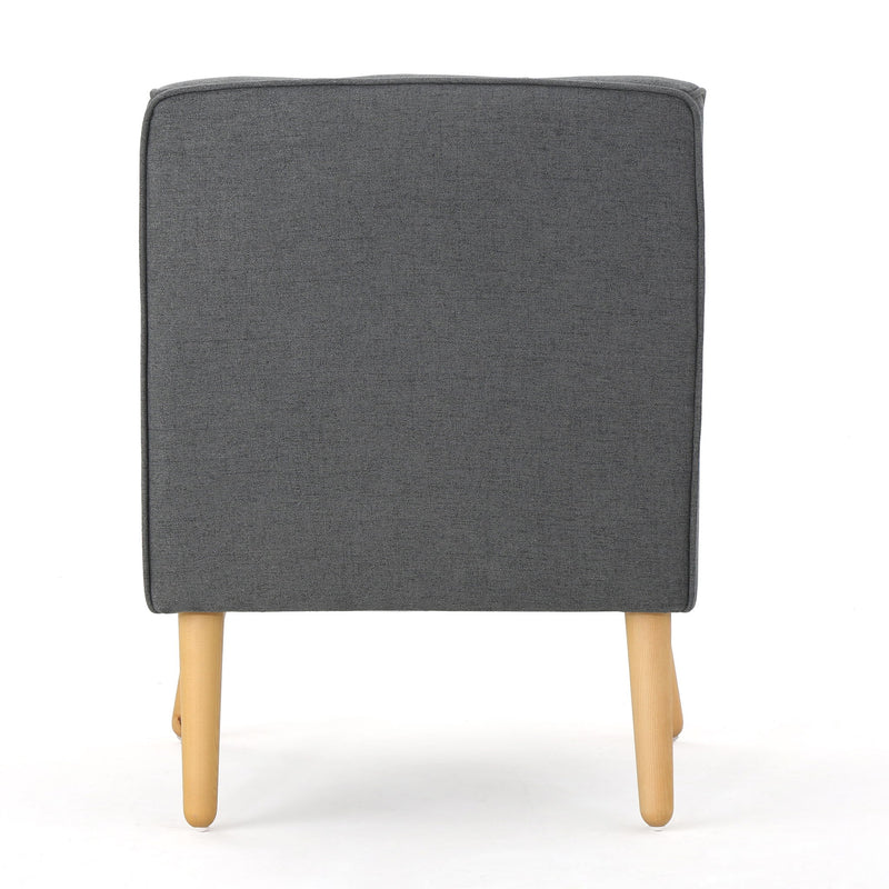 Modern Arm Chair With Tufted Back And Wooden Legs