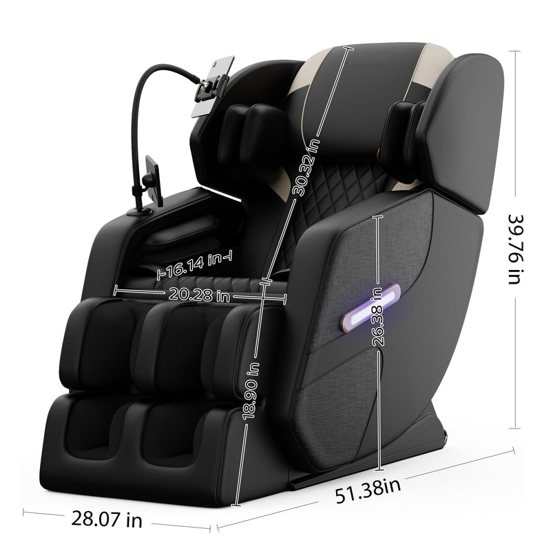 Massage Chair Recliner With Zero Gravity, Full Body Air Pressure - Black