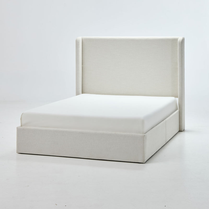 Carmen - Minimalist Upholstered Wingback Bed Frame With High Headboard
