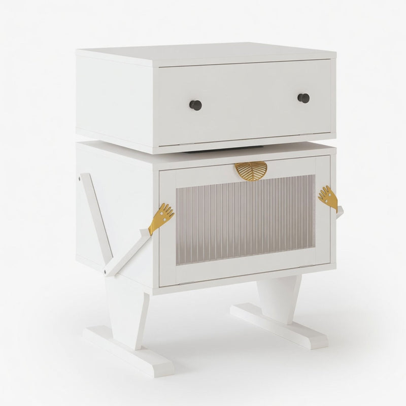 Robot LED Nightstand With 360° Rotating Drawer