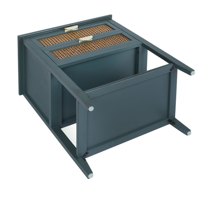 2 Drawer Side Table, Natural Rattan