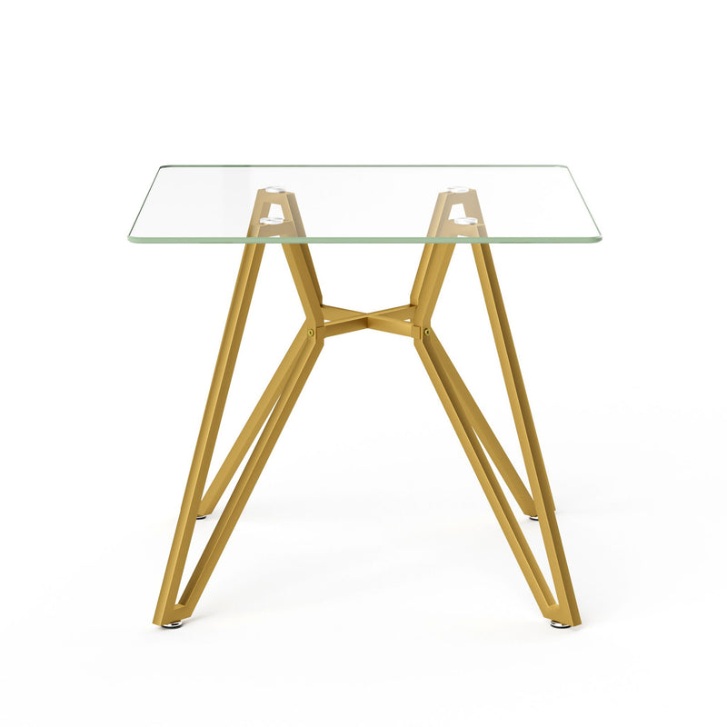 Modern Glass Dining Table With Metal Legs