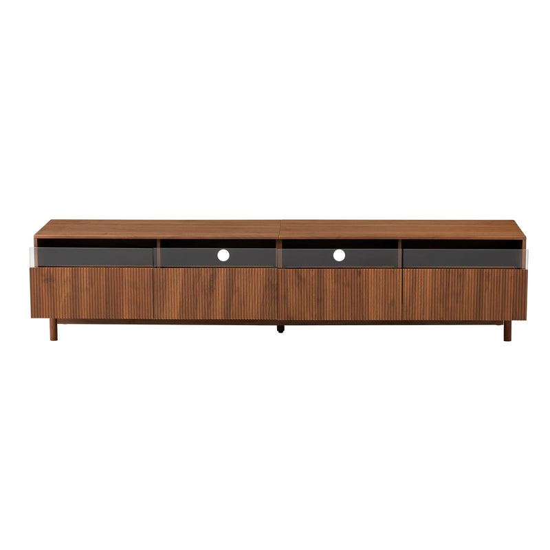 TV Stand, Entertainment Center With Fluted Drawers For Living Room - Walnut