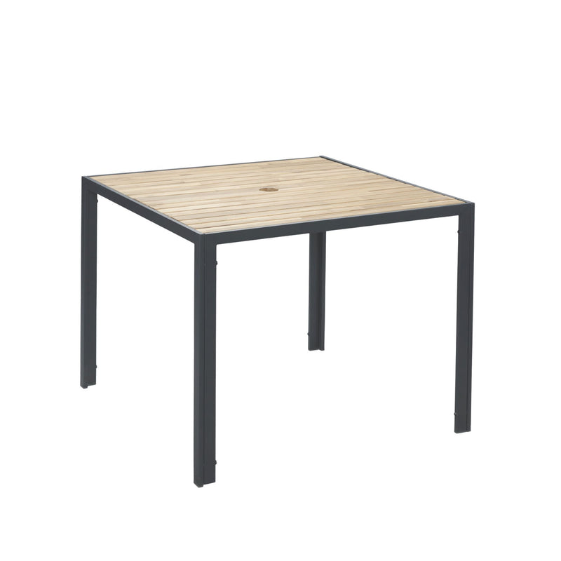 5 Piece Patio Dining Table Set, Acacia Wood Table Top With Umbrella Hole