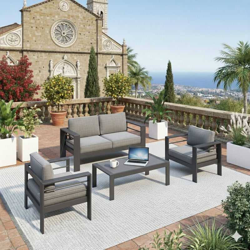 Outdoor Patio Set, All-Weather & Thick Cushions
