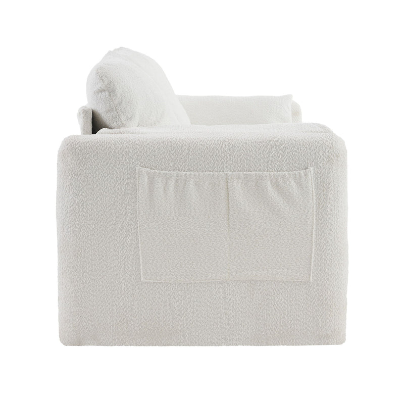 Modern 3 Seater Sofa Chenille Couch Plush Triple Seater Sofa With High Density Foam Cushions, Deep Seat Living Room Couch For Family Room, Apartment & Home Theater - Ivory White
