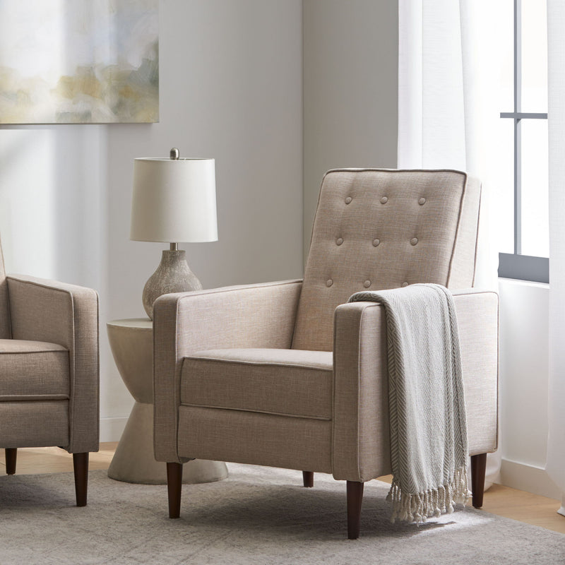 Mid-Century Modern Recliner With Button Tufted Waffle Stitch