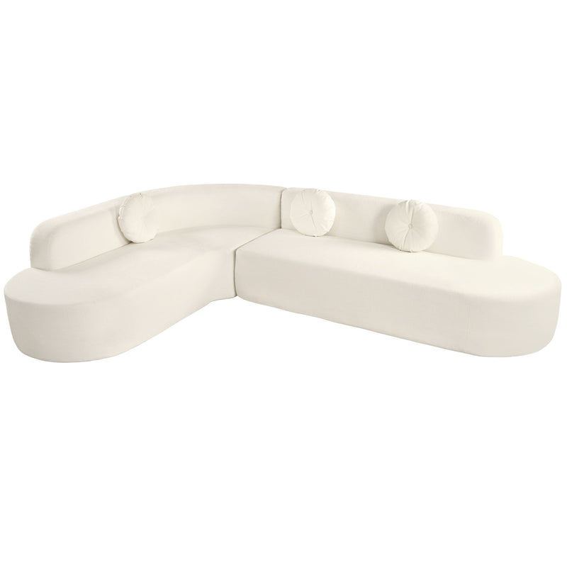 Extra Large Sectional Sofa Soft Fabric Upholstery, Elegant Curved Design With 3 Round Cushions, High - Resilience Foam For Ultimate Comfort - Beige
