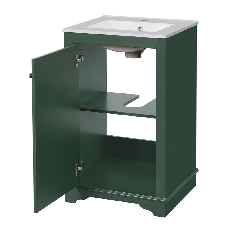 Bathroom Vanity With Sink, Freestanding Single Cabinet Set, Soft Close Door, Adjustable Shelf