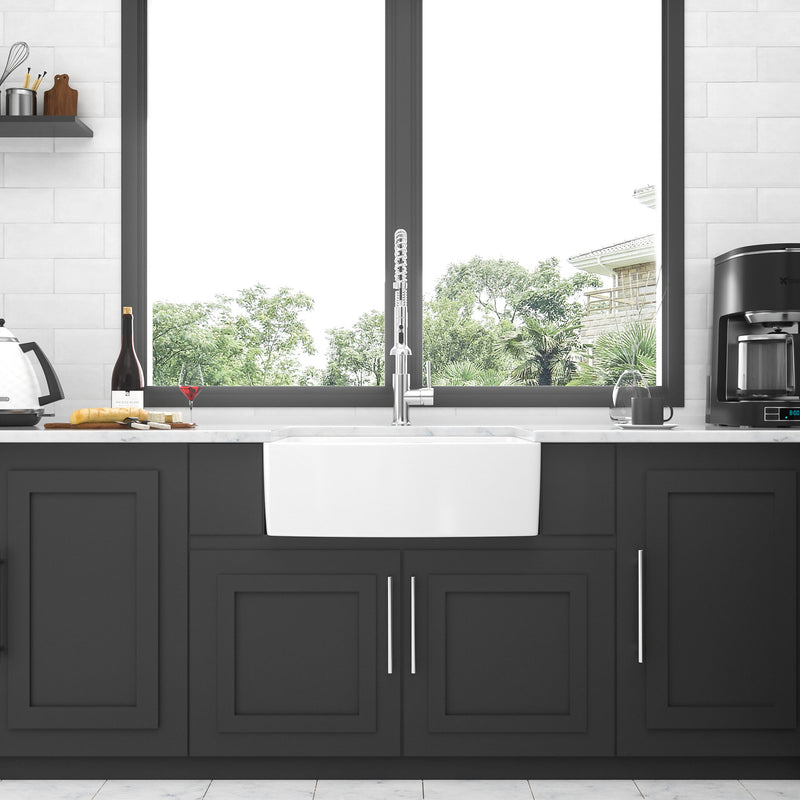 Farmhouse Sink, Apron Front Single Bowl With Arch Edge Design