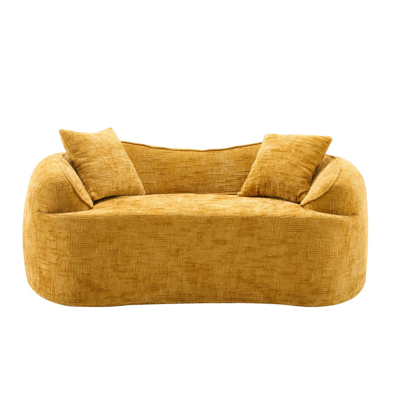 Curved 2 Person Compress Sofa With Armrests, Includes Pillows