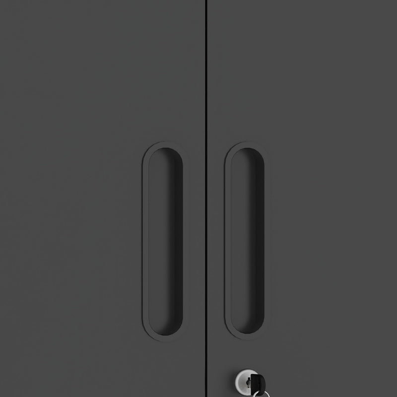 Metal Wall Mounted Tool Storage Cabinet With 2 Locking Doors, Adjustable Shelf, And Drawer