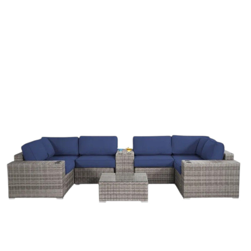 Rattan 4 Person Outdoor Seating Group With Cushions - Gray Mix