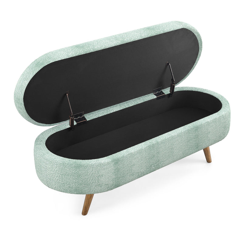 Modern Ottoman Oval Storage Bench With Rubber Wood Legs
