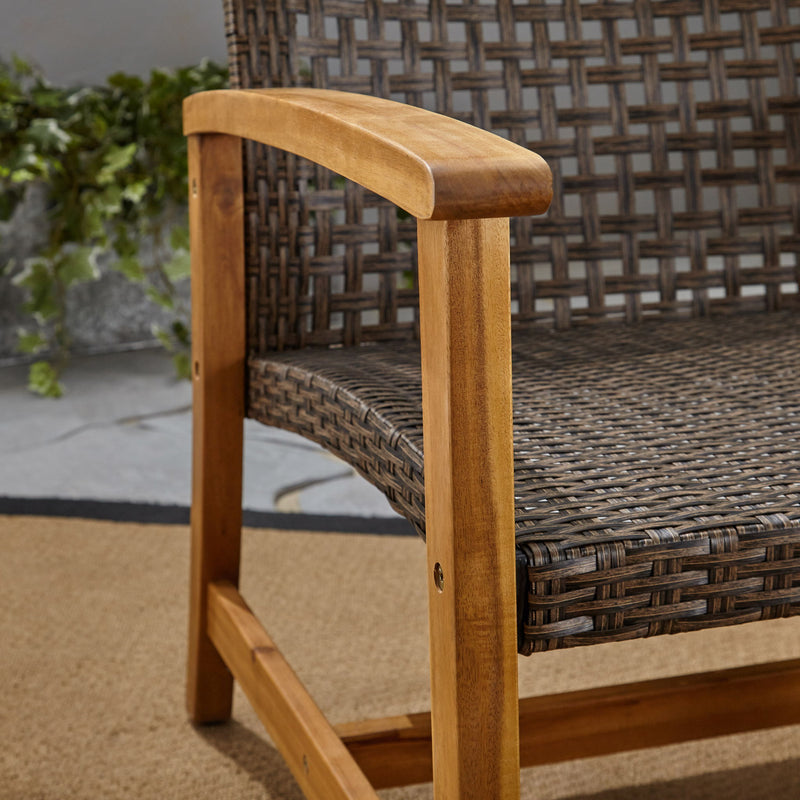 Outdoor 3 Seater Sofa With Rattan Cover - Natural / Gray
