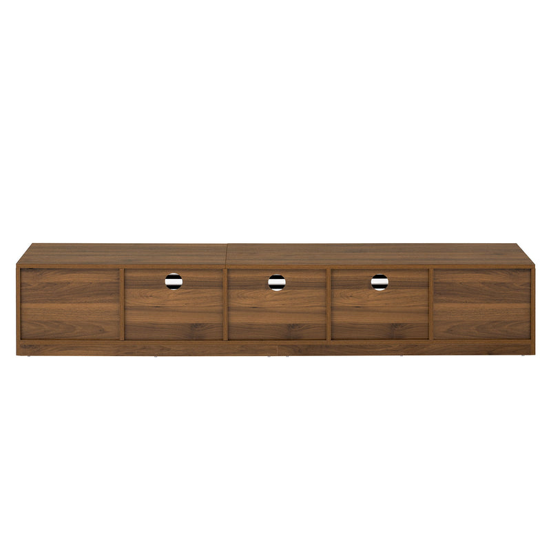TV Stand For TVs, Entertainment Center With Cable Management And Soft Closing Hinges - Walnut