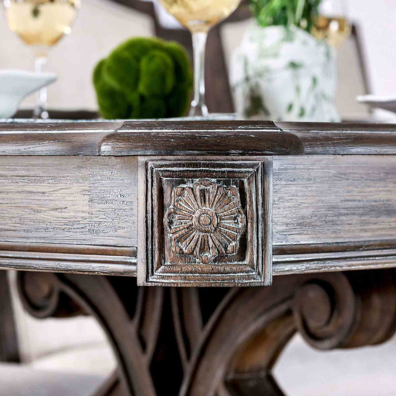 Dining Table With Expandable Leaf And Trestle Base Dining Room - Natural / Rustic