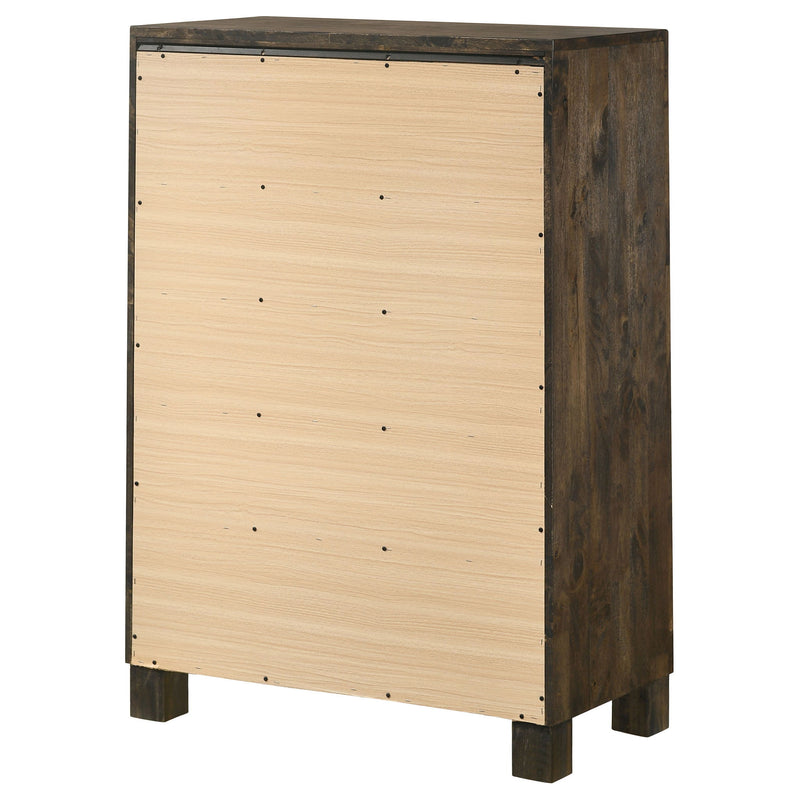Bren - 5 Drawer Chest With Handles And Block Legs - Rustic