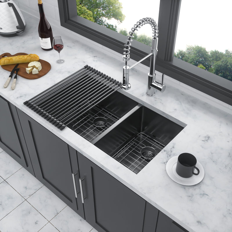 Modern Double Bowl Undermount Kitchen Sink 50 / 50 Design Stainless Steel