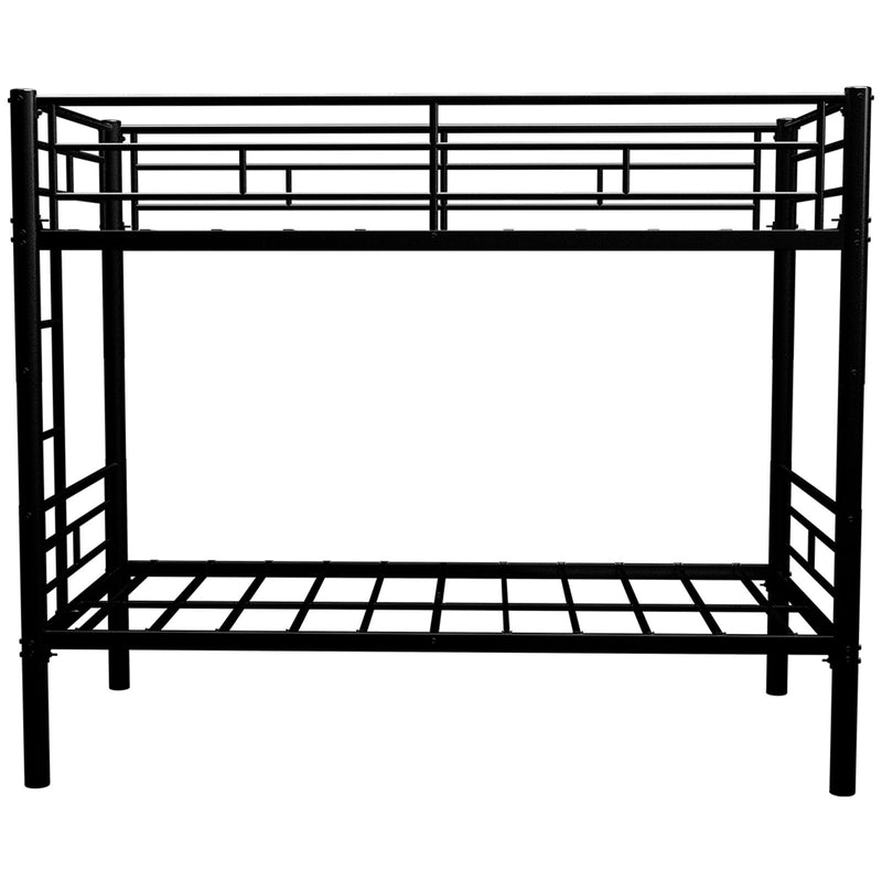 Metal Bunk Bed For Kids, Convertible Bedframe With Ladders & Guardrail