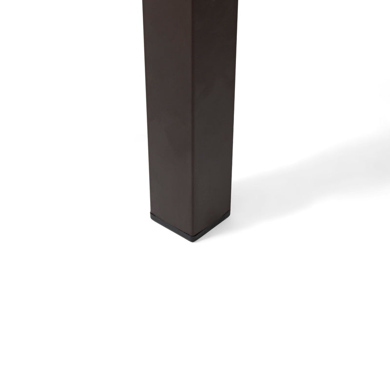 Lankershim - Modern Industrial Dining Table With Acacia Wood Slat Design - Teak