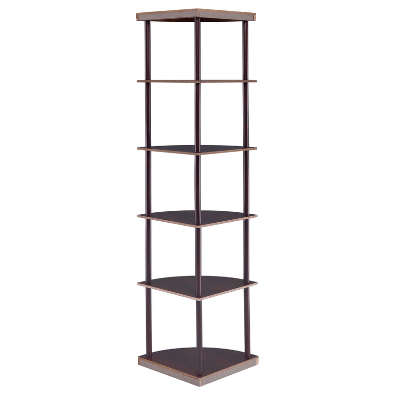 Corner Bookcase With 5 Shelves, Compact Design For Living Room - Cappuccino