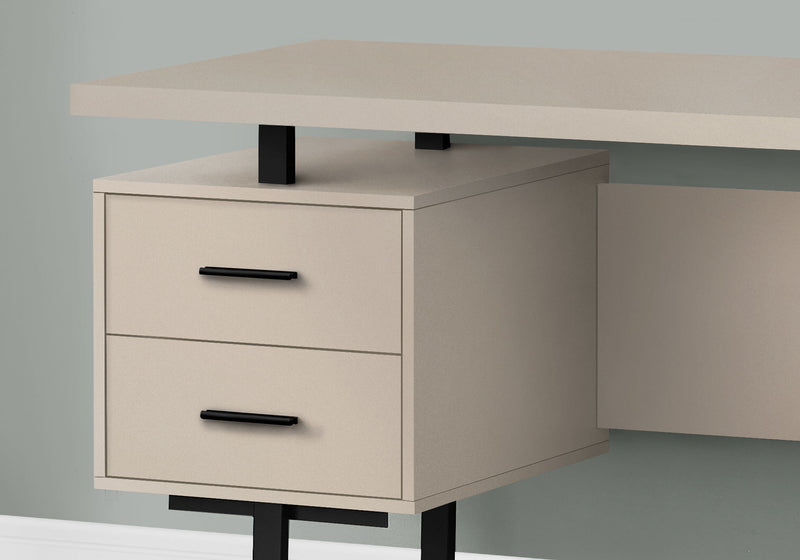 Computer Desk For Home Office, Laptop, Left, Right Set Up, Storage Drawers, Contemporary & Modern - Taupe