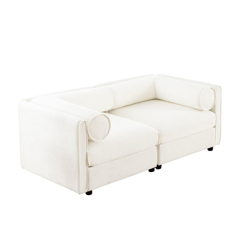 Stylish Sofa With Storage Seat And Cylindrical Backrest