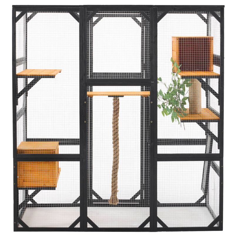 Outdoor Cat House, Diy Cat Enclosure Catio With Double Enter Doors