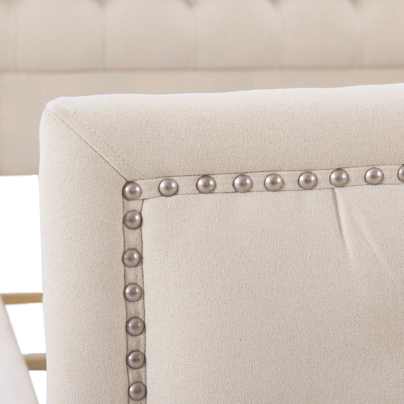 Marcella - King Upholstered Shelter Headboard Bed - Beige