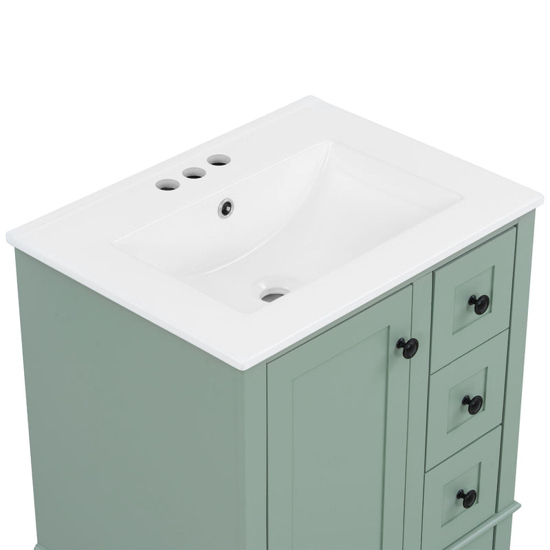Bathroom Vanity With Integrated Basin, Soft Close Drawers, Door Mounted Double Layer Shelf
