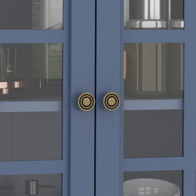 Minimalist Buffet Cabinet With Double Glass Doors And Drawer