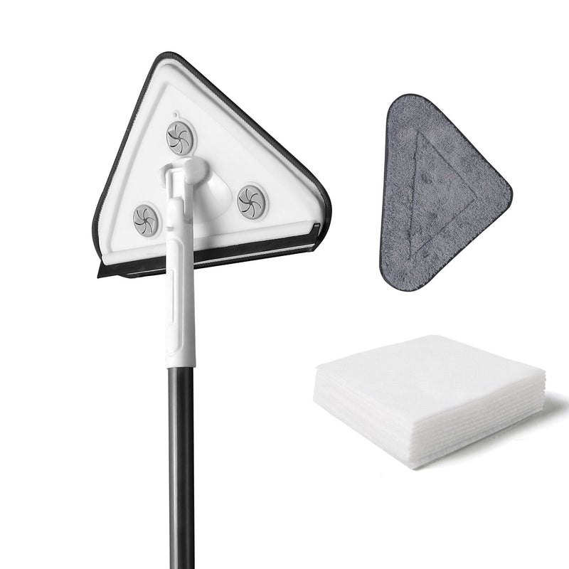 Effortless Wall Cleaning Mop With Disposable Pads, Versatile Triangle Design - White