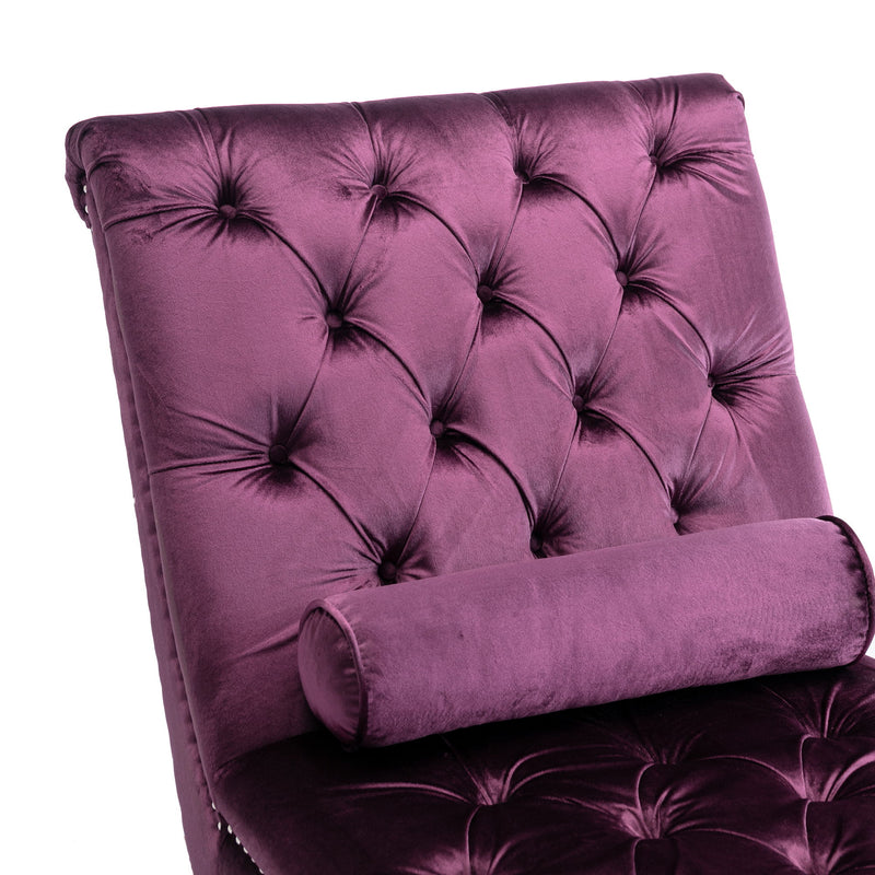 Chaise Lounge Indoor, Button Tufted Upholstered Chaise Lounge Chair With Pillow