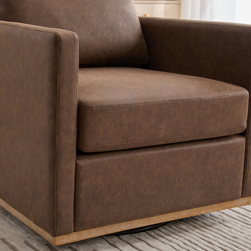 Modern Upholstered Square Swivel Accent Chair With 360 Degree Rotation