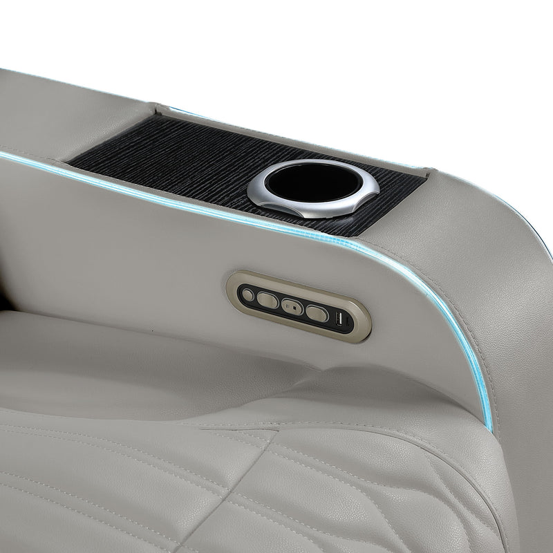 Electra - Power Reclining Loveseat With Power Headrests, Console, Speakers, Massage, LED Lighting And USB Control